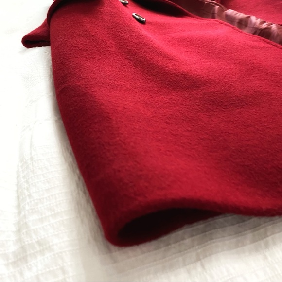 PAUL COSTELLOE BLACK LABEL RED WOOL BLEND DOUBLE BREASTED FELT PEAK LAPEL COAT - Picture 12 of 12